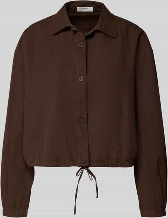 OPUS Relaxed Fit Hemdjacke aus Baumwoll-Leinen-Mix Modell Formente in Dunkelbraun, Gr&ouml;&szlig;e 36
