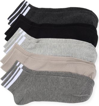 Nordstrom Rack 5-Pack Retro Stripe Ankle Socks in Grey White Multi at Nordstrom Rack, Size Regular
