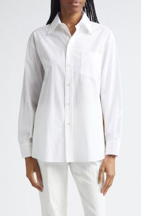 Etro Paisley Print Silk Back Button-Up Shirt in Print On White Base at Nordstrom, Size 10 Us