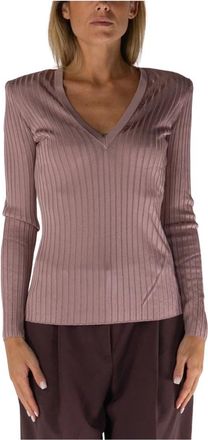 Elisabetta Franchi Logo Detail Viscose T-Shirt - Dames - Longsleeves - Roze - L - Tops