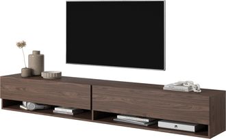 Selsey Selsey - Mirrgo - Mueble Tv Suspendido Con Compartimentos Abiertos, Nogal 200 Cm