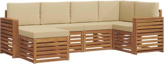 vidaXL Conjunto De Sof&aacute;s De Exterior 6 Uds. Natural Y Beige Poli&eacute;ster Vidaxl