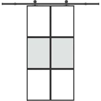 vidaXL Puerta Corredera Set Herrajes Vidrio Templado Aluminio