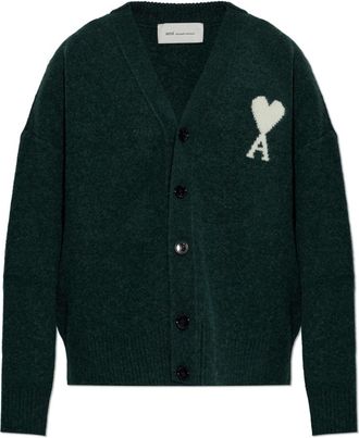 Ami Logo Cardigan - Heren - Truien - Groen - Maat: 2XL Wol