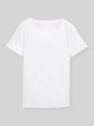 Tom Tailor Regular Fit T-Shirt mit Label-Schriftzug in Weiss, Gr&ouml;&szlig;e XXXL