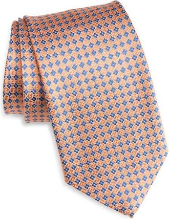 David Donahue Neat Diamond Silk Jacquard Tie in Orange at Nordstrom