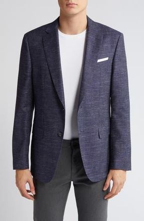 BOSS Hutson Slim Fit Navy Slub Wool Blend Sport Coat in Dk Bu at Nordstrom Rack, Size 44 Regular