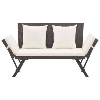 Berkfield Home Garden Bench with Cushions Brown 176 cm Poly Rattan