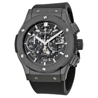 Hublot Pre-owned Hublot Classic Fusion Aerofusion Chronograph Automatic Black Magic Skeleton Dial Mens Watch 525.CM.0170.RX