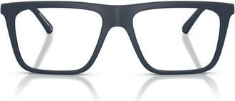 Emporio Armani 56mm Clip-On Style Square Sunglasses in Matte Blue /Clear at Nordstrom