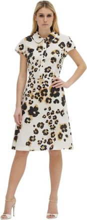 Moschino Luipaardprint Linnen Jurk - Dames - Casual kleedjes - Veelkleurig - S - Linnen - Kleedjes