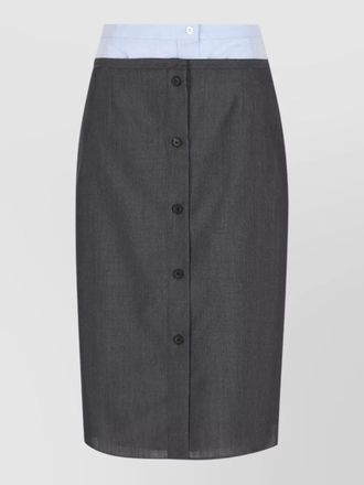 Prada high waisted skirt knee length contrast waistband