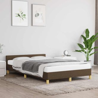vidaXL Estructura De Cama Sin Colch&oacute;n Tela Marr&oacute;n Oscuro 120x200 Cm Vidaxl
