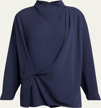 Giorgio Armani Draped Silk Georgette Shirt