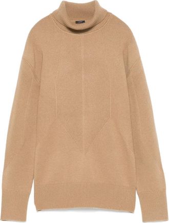 Joseph Soft Wool High Neck Sweater with Geometric Knit Pattern