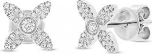 Allurez 0.20ct 14k White Gold Diamond Flower Earrings