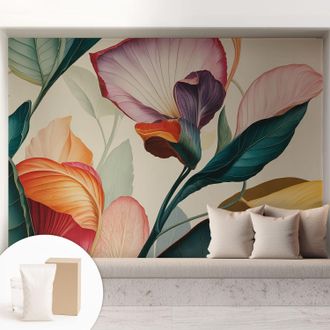 Tulup Carta Da Parati Con Design Moderno - Per Rinnovamento Rapido - Non-woven - Per Interni Moderni Fiori Colorati 208x146 Cm