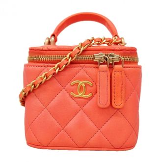 Chanel Salmon Pink Leather Vanity Bag (Pre-Owned)
