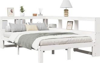 vidaXL Bookcase Bed without Mattress White 120x190 cm Small Double Solid Wood Pine vidaXL