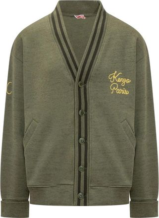 Kenzo Paris Chainstitch Geborduurd Vest - Heren - Vesten - Groen - L - Katoen - Truien & Vesten