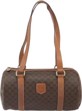 Celine Vintage Macadam Handbag Canvas And Leather Brown Canvas Handbag (Pre-Owned)