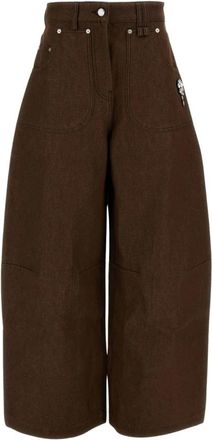 Simone Rocha Wide Jeans - Dames - Loose Fit Jeans - Bruin - 2XS - Katoen - Jeans