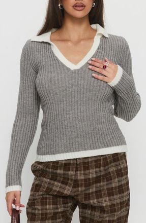 Princess Polly Skylen Collar Sweater in Grey at Nordstrom, Size X-Small
