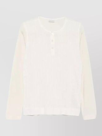 Dries Van Noten henley ribbed texture long sleeve shirt