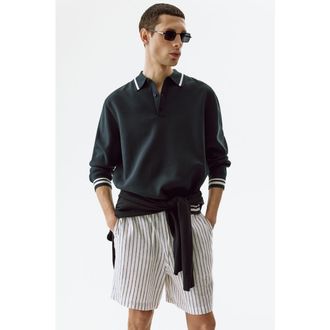H&M Relaxed-fit linen-blend shorts in White/striped at Nordstrom, Size Xx-Large