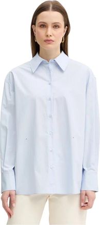 Twinset Lange Mouwen Shirt met Knopen - Dames - Overhemden - Blauw - L - Katoen - Overhemden