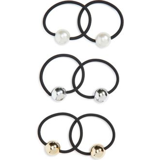 Tasha 6-Pack Ball Ponytail Holders in Gold Silver at Nordstrom