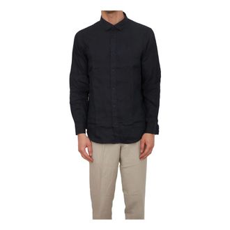 A|X Armani Exchange Casual Shirts, male, Blue, Size: 2XL Regular Fit Linen Shirt