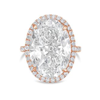 Diana M. Jewels 18kt rose gold 5ct lab grown Oval Diamond Halo Pav&eacute; Ring