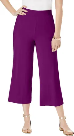 Jessica London Everyday Stretch Knit Wide Leg Crop Pant in Purple Tulip at Nordstrom, Size 12
