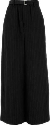 sacai Black Embroidered Wide-leg Pant