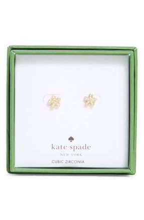 Kate Spade New York pav&egrave; flower mini stud earrings in Clear /Gold at Nordstrom Rack