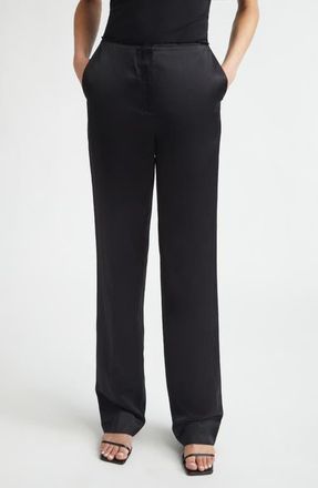 Toteme Easy Raw Edge Straight Leg Pants in Black at Nordstrom, Size 2 Us