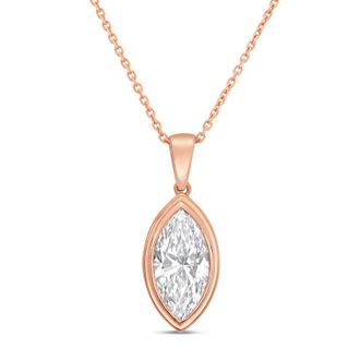 Diana M. Jewels 14kt rose gold 12.00 ct lab grown marquise bezel with bail pendant