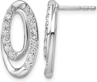 Diamond2Deal 14K White Gold 2/3 ct Lab Grown Diamond Oval Dangle Earrings VS Clarity, G-H Color