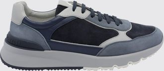 Brunello Cucinelli Sneakers basse bicolore in pelle e suede con suola dentellata