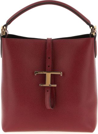 Tod's T Timeless Mini Bucket Bag - Dames - Handtassen - Rood - ONE Size - Leer - Tassen
