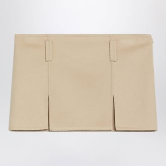 Miu Miu Minigonna color soia in lana e cashmere