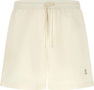 Brunello Cucinelli Zwemshorts - Heren - Strandmode - Wit - XL - Leer - Badmode