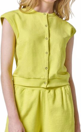 Lilla P Terry Sleeveless Cardigan In Limeade