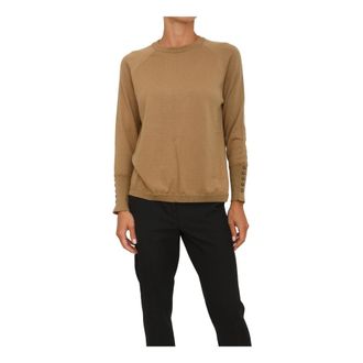 Anna Molinari Maglia - Dames - Ronde hals truien - Bruin - XL - Wol - Truien & Vesten