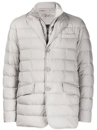 Herno single-breasted padded jacket - men - Polyamide/Polyamide/Polyurethane/Feather Down/Polyester - 48 - Grey