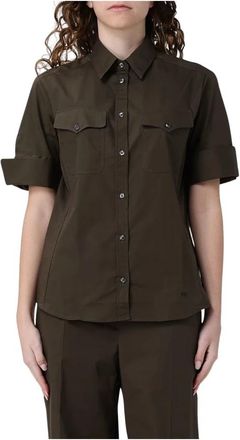 Fay Shirt met korte mouwen - Dames - Overhemden - Groen - M - Katoen - Overhemden