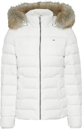 Tommy Jeans Witte Fashion Logo Parka met Capuchon - Dames - Winterjassen - Wit - L - Polyester - Jassen