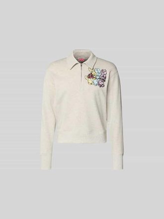 Kenzo Pullover mit Pailettenbesatz in Hellgrau Melange, Gr&ouml;&szlig;e XL