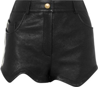 Moschino asymmetric-hem leather mini skirt - women - Sheepskin - 42 - Black